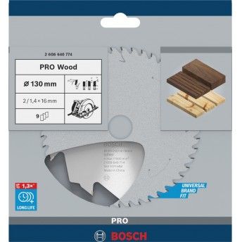 Disco PRO Wood, 130x2x16mm 9dentes 2608640774 BOSCH