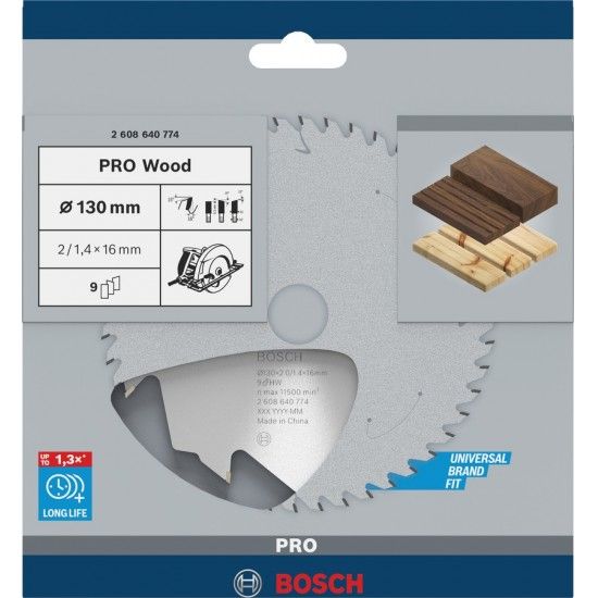 Disco PRO Wood, 130x2x16mm 9dentes 2608640774 BOSCH