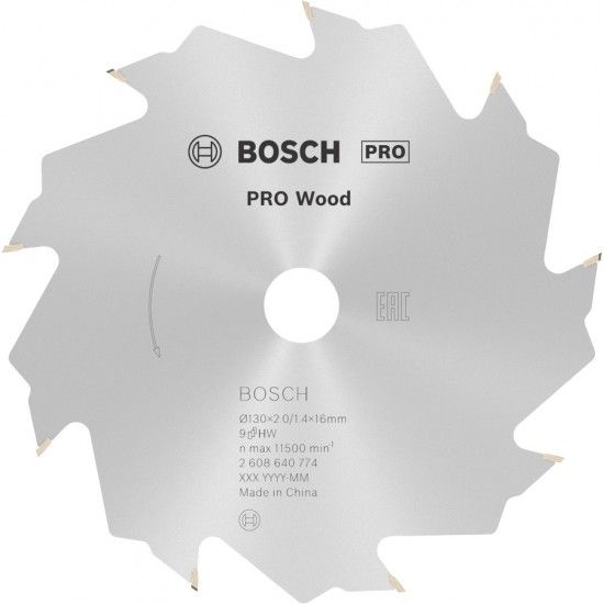 Disco PRO Wood, 130x2x16mm 9dentes 2608640774 BOSCH
