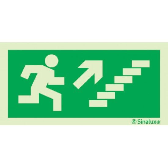 Sinal de evacuao, escada a subir  direita, 200x100 PVC fotoluminescente ref P0001 Sinalux