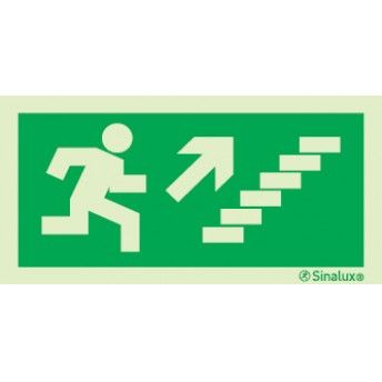 Sinal de evacuao, escada a subir  direita, 200x100 PVC fotoluminescente ref P0001 Sinalux