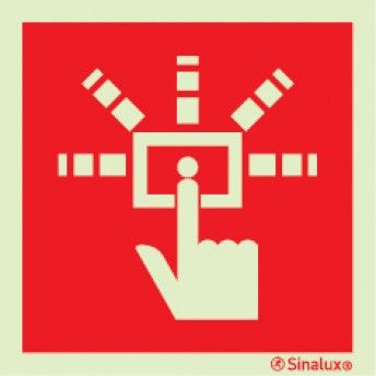 Sinal boto de alarme 150x150 PVC fotoluminescente ref P0516 Sinalux