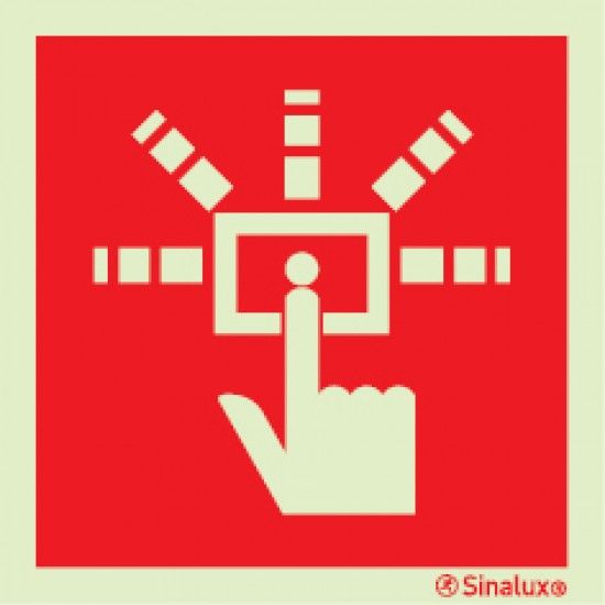 Sinal boto de alarme 150x150 PVC fotoluminescente ref P0516 Sinalux