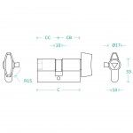 Cilindro chave triangular c/muleta 40x40mm 790.BT Cilindro chave triangular c/muleta 40x40mm 790.BT
