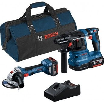 Kit ferramentas Bosch [0615A50037] Rebarbadora GWS 18V-7 + Martelo GBH 18V-22 + 2x4.0Ah + GAL 18V-40