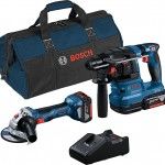 Kit ferramentas Bosch [0615A50037] Rebarbadora GWS 18V-7 + Martelo GBH 18V-22 + 2x4.0Ah + GAL 18V-40