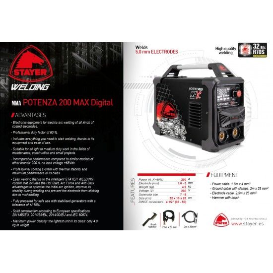 Inverter MMA Potenza Max 200 Digital [1.3434] Stayer