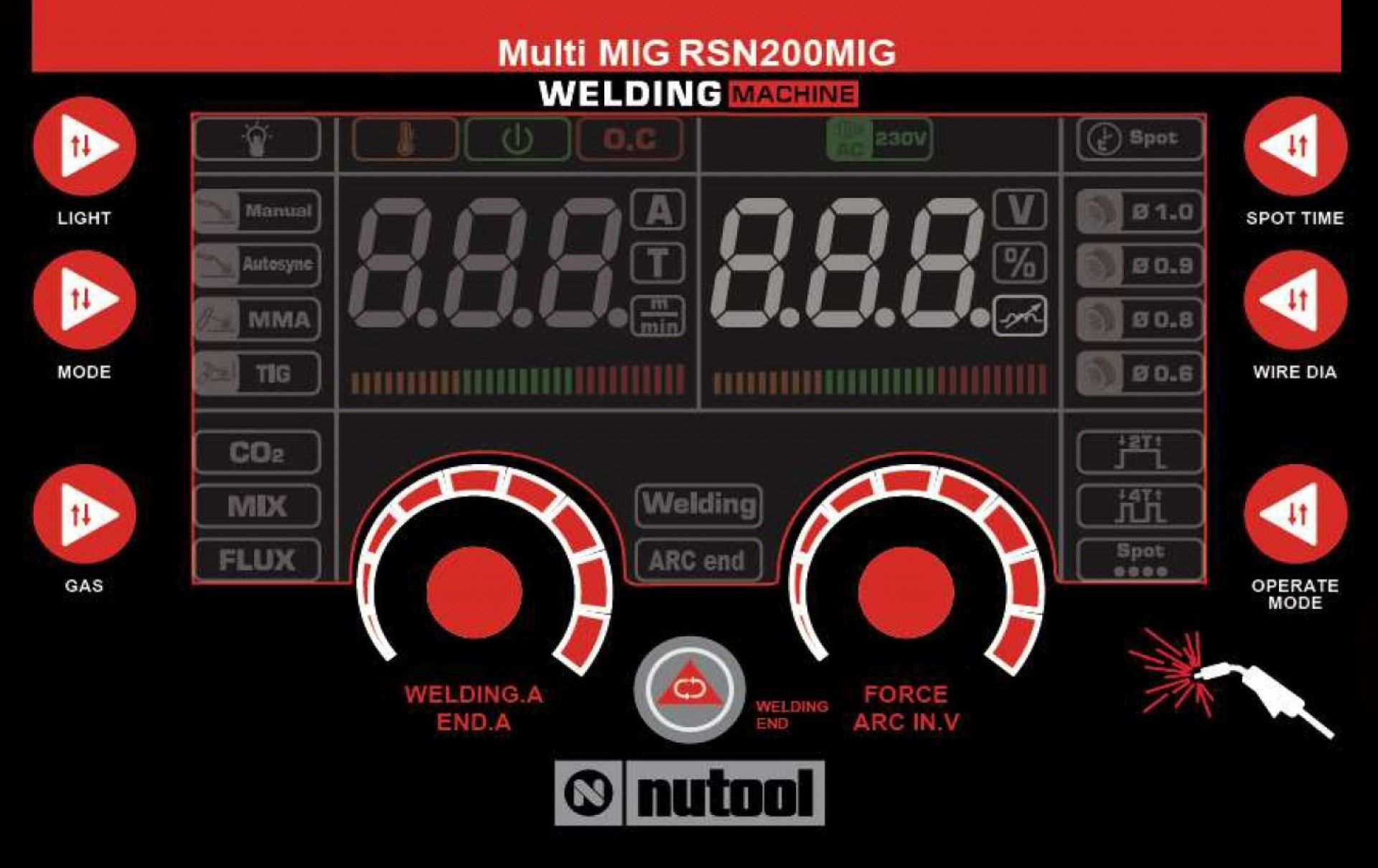 Soldadora multiprocesso 200A RSN200MIG Nutool