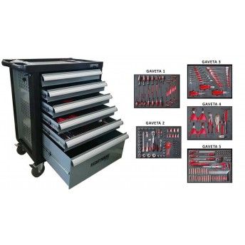 Carro Ferramenta 207Pcs Foam C/ 6 Gav.Hrc207Evo refª 550015 Heavyware Carro Ferramenta 207Pcs Foam C/ 6 Gav.Hrc207Evo refª 550015 Heavyware