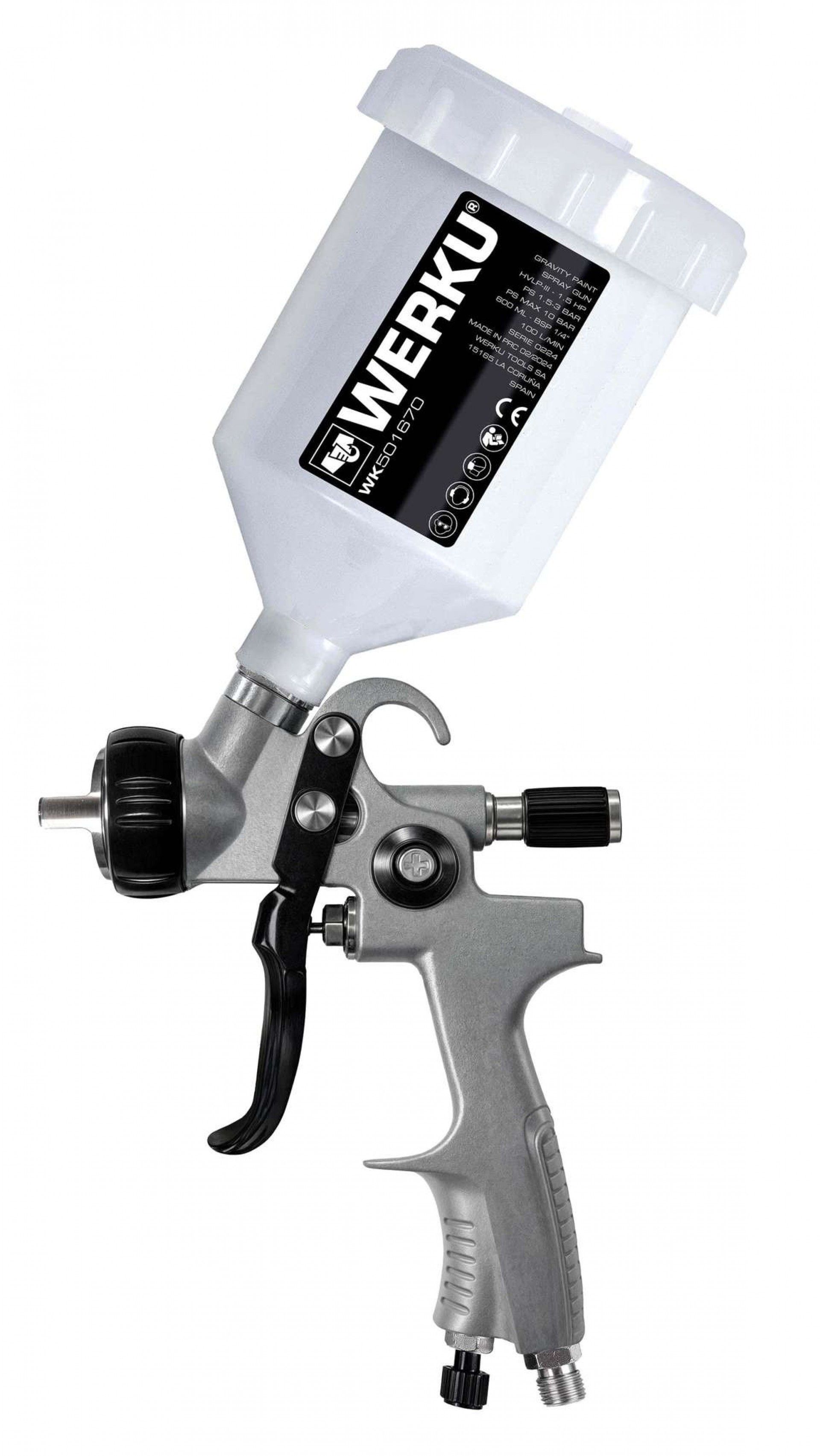 Pistola Pintar Gravidade Hvlp-II, 600ml 1.5 Hp refª WK501670 Werku
