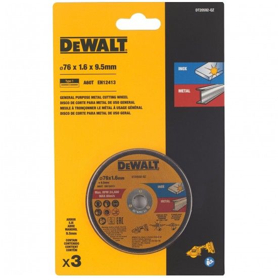 Disco corte inox 76mm (3p) ref DT20592-QZ DEWALT