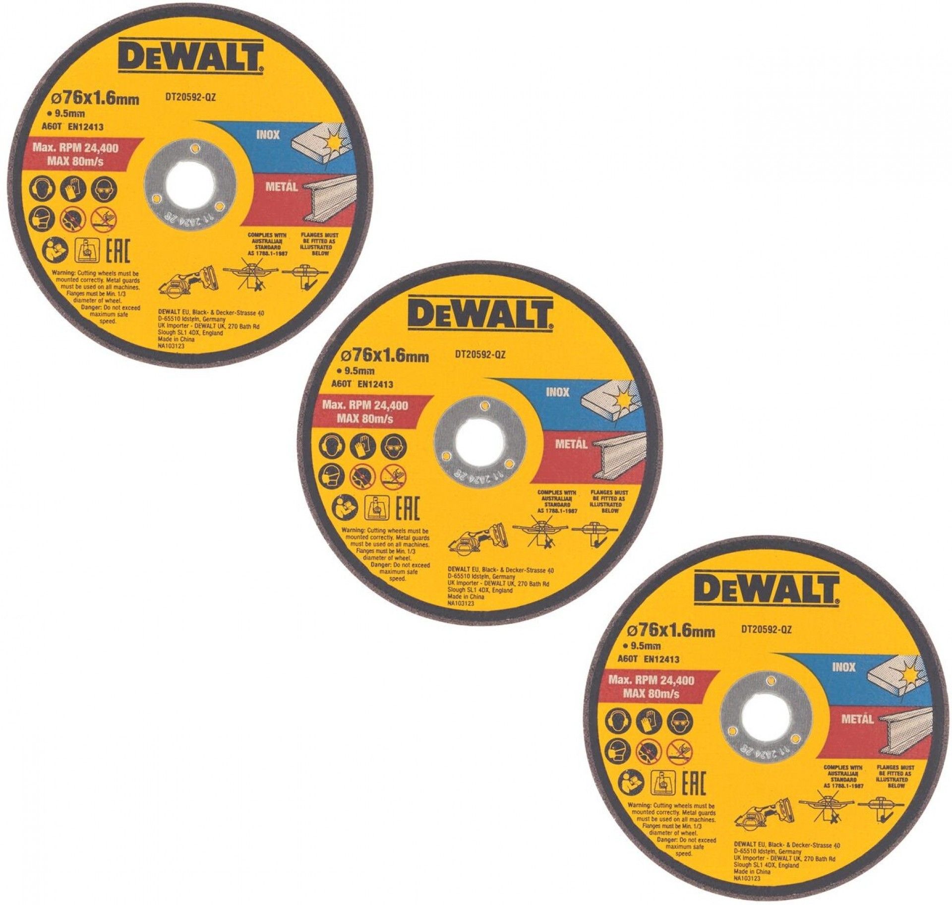 Disco corte inox 76mm (3pç) refª DT20592-QZ DEWALT