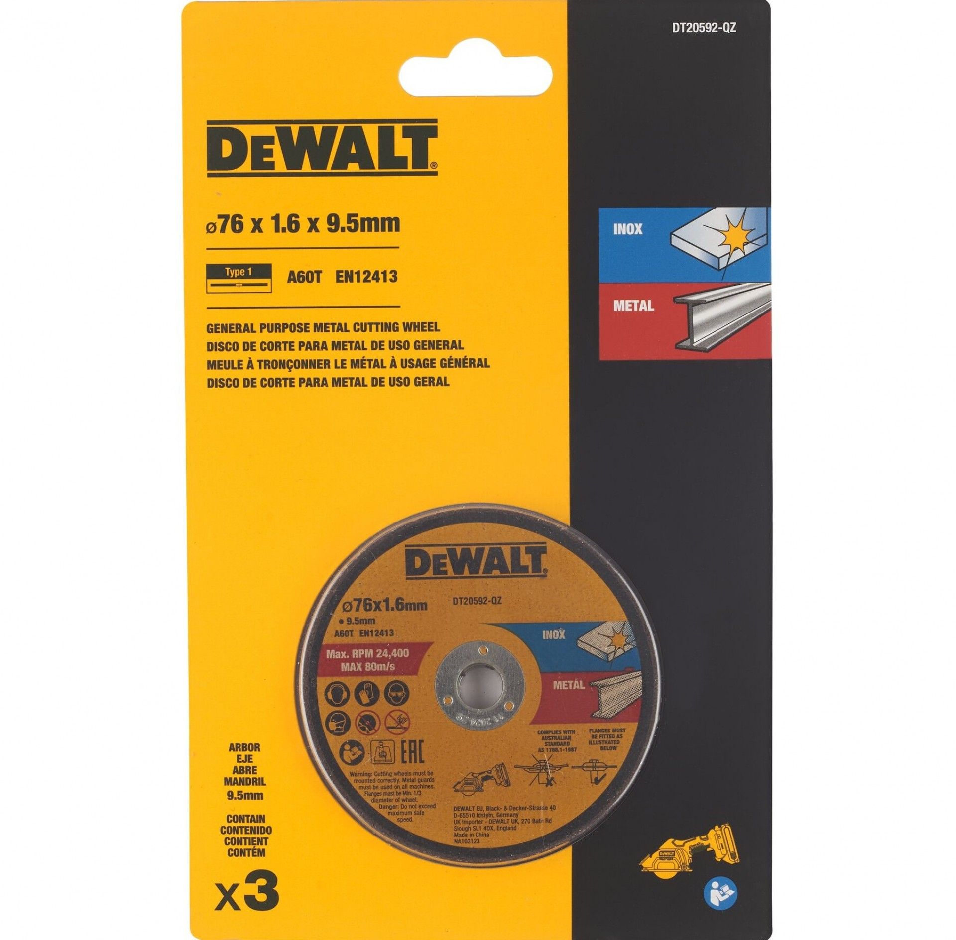 Disco corte inox 76mm (3pç) refª DT20592-QZ DEWALT