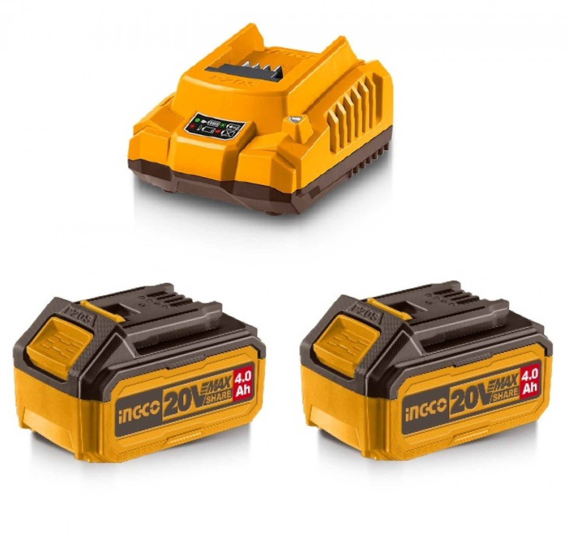 Kit 2 Baterias 20v 4.0Ah + caregador refª FBCPK1424E Ingco