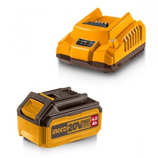 Kit Bateria 20v 4.0Ah + caregador ref FBCPK1214E  Ingco
