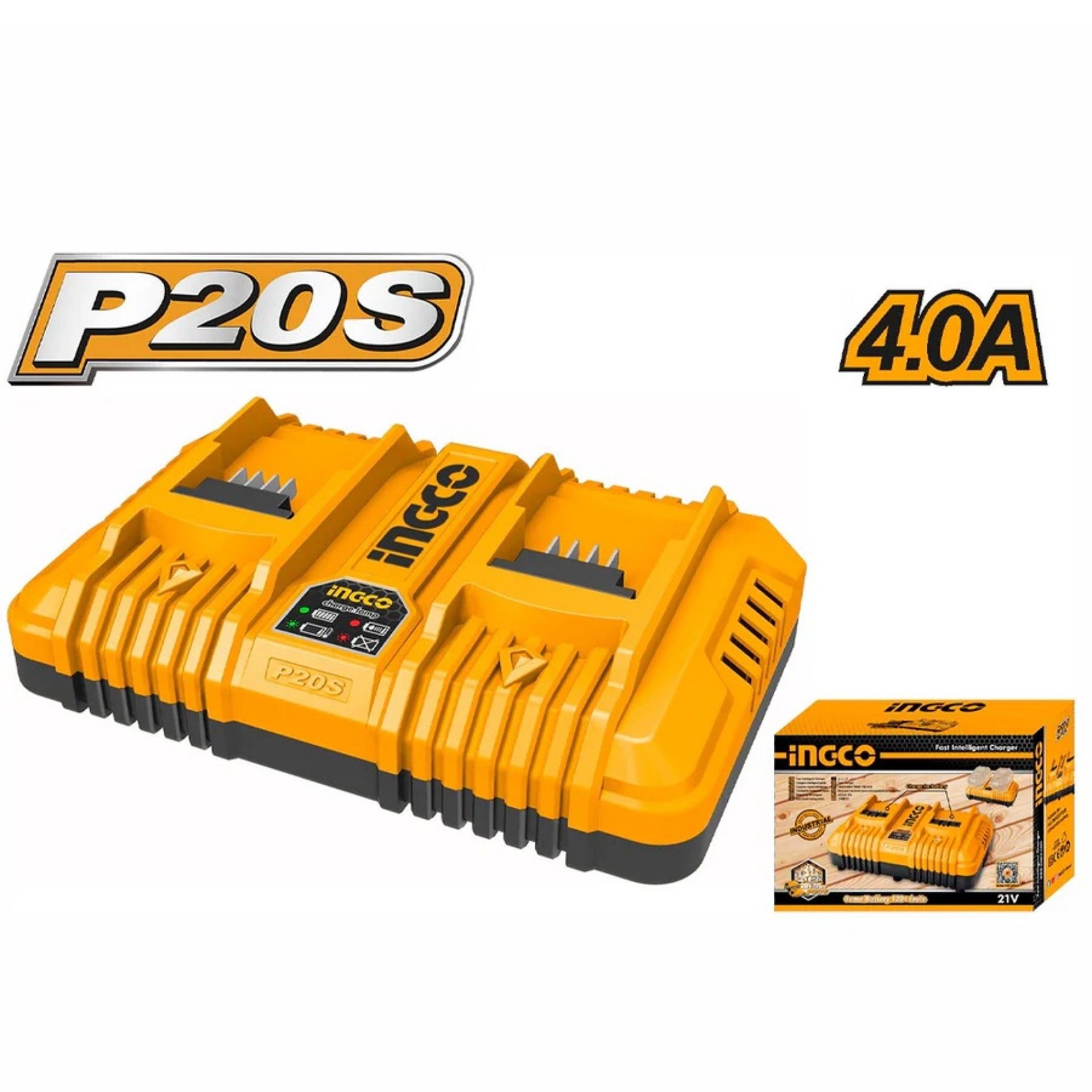 Carregador duplo 4A - 20V refª FCLI2034E Ingco