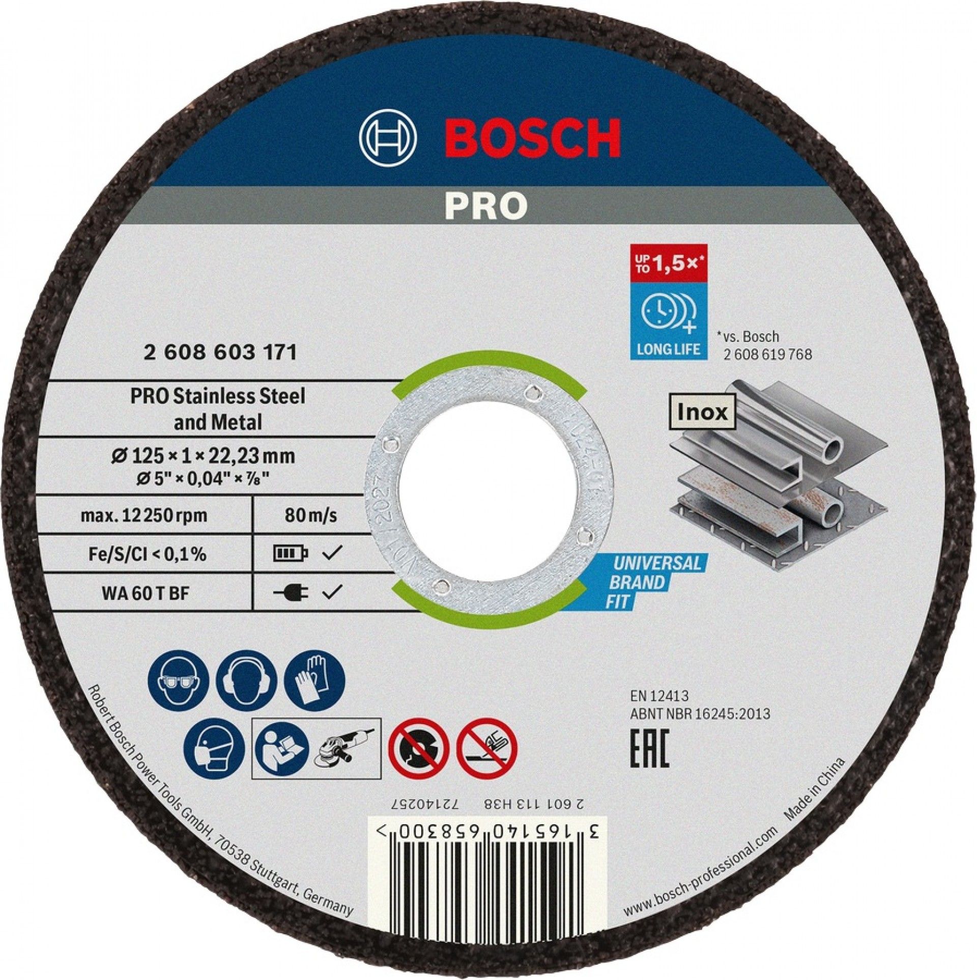 DISCO CORTE INOX 125mm REF 2.608.603.171 BOSCH