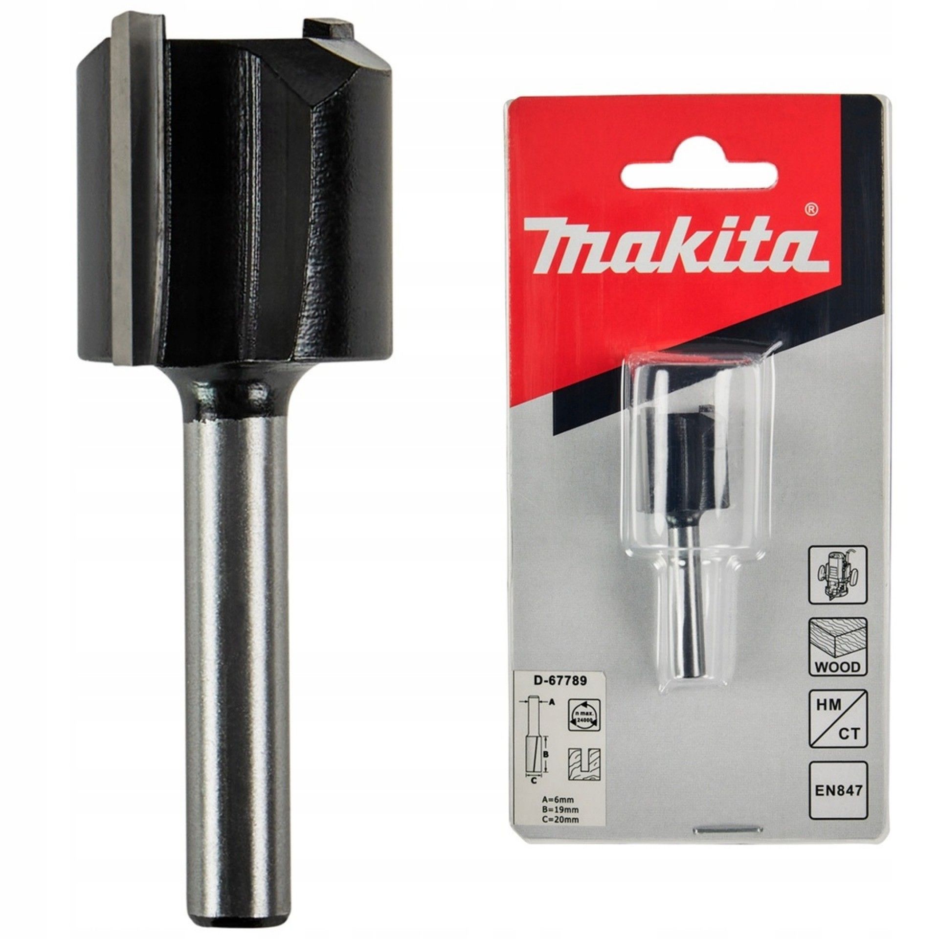 Fresa reta 20mm encabadouro 6mm refª D-67789 MAKITA
