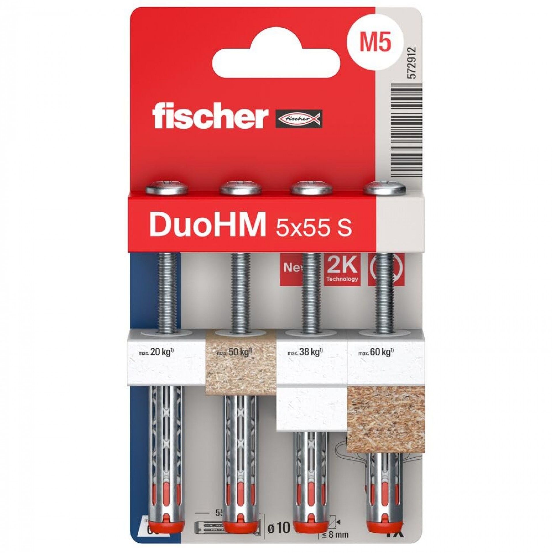 Bucha Fischer DuoHM 5x55mm S PH PZ 4pç 572912