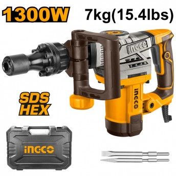 Martelo demolidor 1300w Sds-Hex c/mala e acessrios ref PDB130018 Ingco