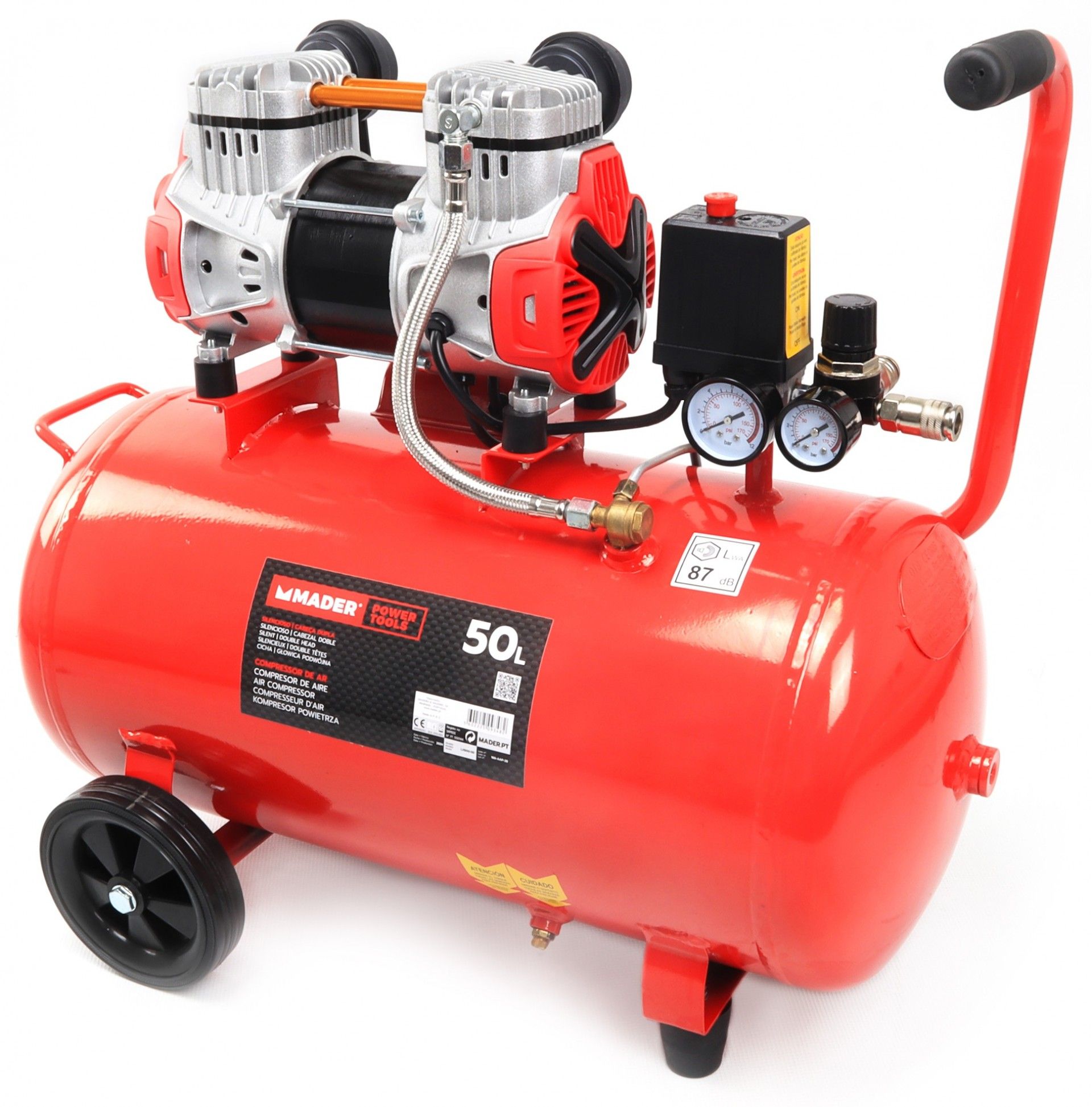 Compressor de Ar, Monobloco, 50L, 2HP, 2 Cabeças refª 09348 MADER