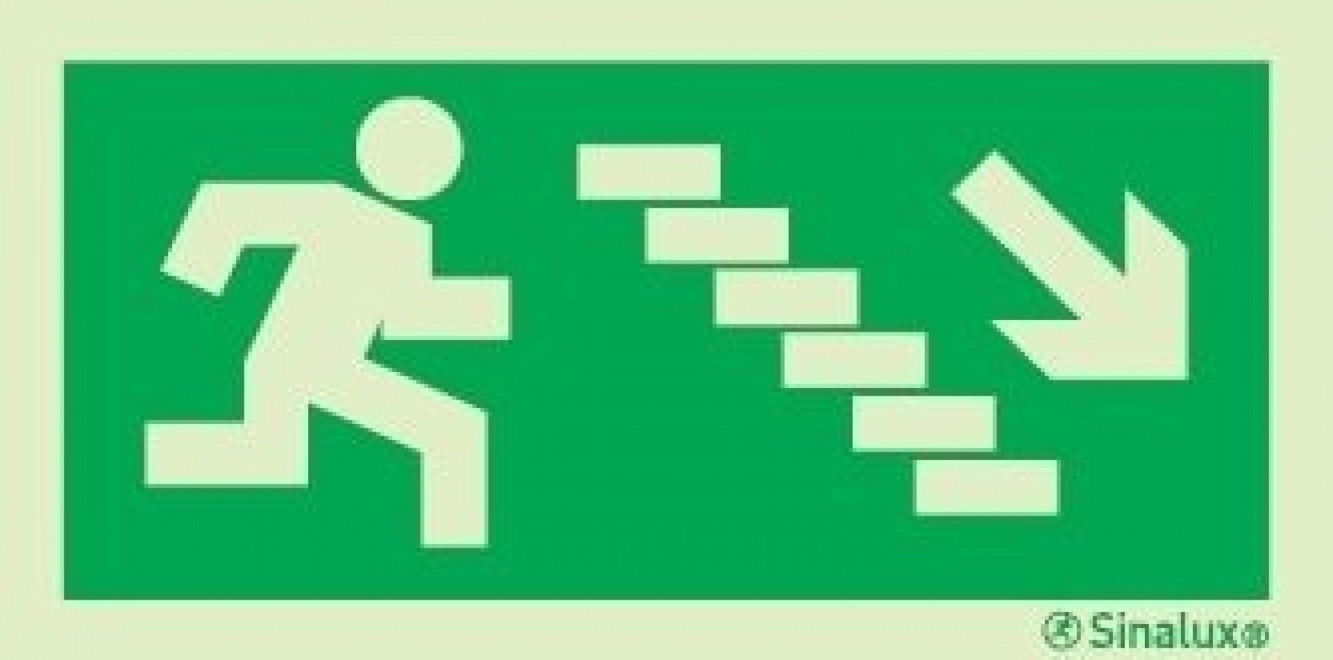 Sinal de evacuação, escada a descer à direita, 300x150mm refª P0004 Sinalux