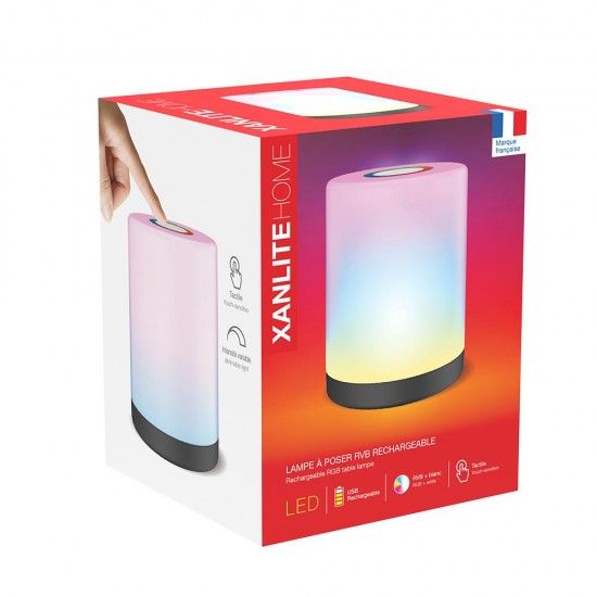 Candeeiro de Mesa Recarregvel Branco+rgb ref EG-LAPRVBWR XANLITE