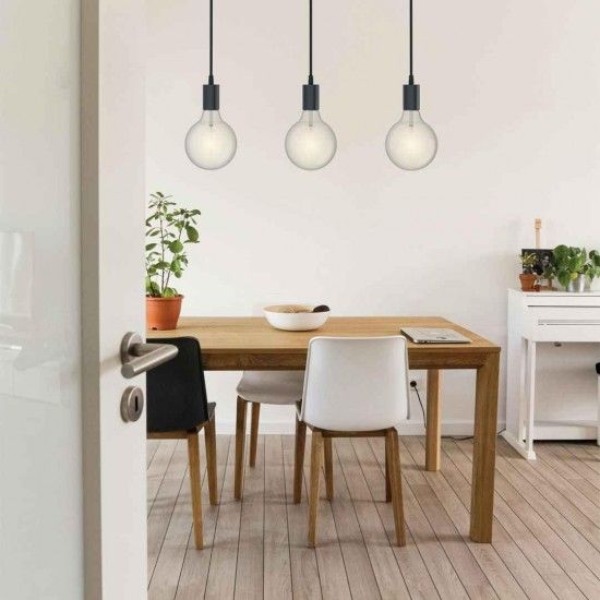 Pendel 3 Tampas de Ao, E27, Cabo 150cm, ref SDE3DN XANLITE