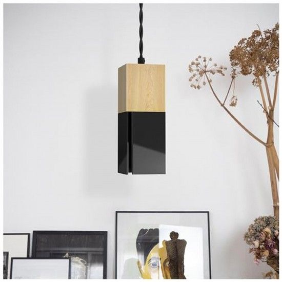 Lâmpada Pendel  Preta Madeira e Metal refª EG-XDSCARRWB XANLITE Lâmpada Pendel  Preta Madeira e Metal refª EG-XDSCARRWB XANLITE