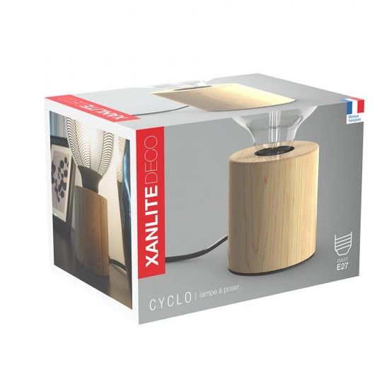Candeeiro de Mesa Cilindro de Madeira E27 60W refª EG-XDLAPCYCLOW XANLITE Candeeiro de Mesa Cilindro de Madeira E27 60W refª EG-XDLAPCYCLOW XANLITE