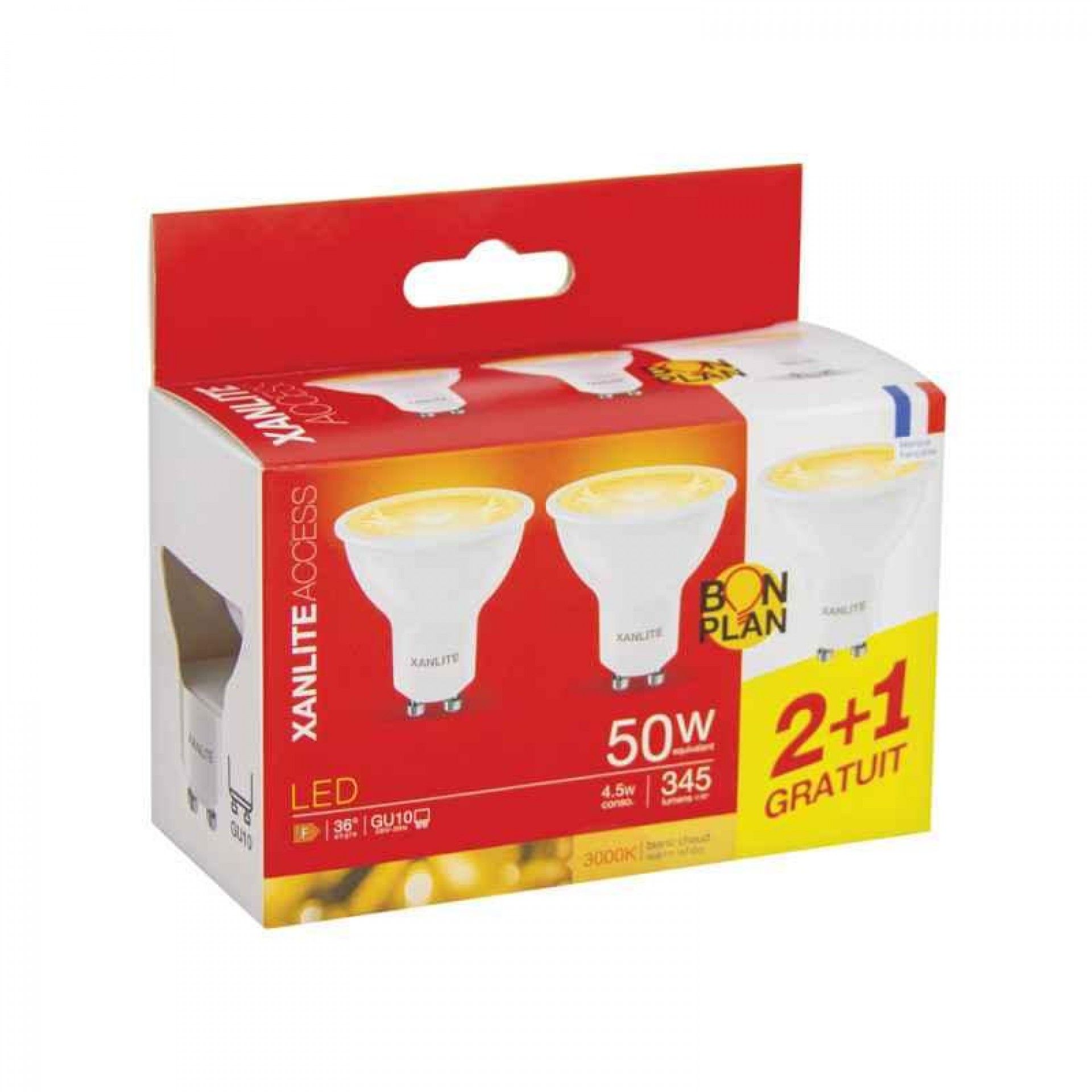 2+1 Lâmpadas Led 345LM 4000K refª PACK21RCX345GIW XANLITE