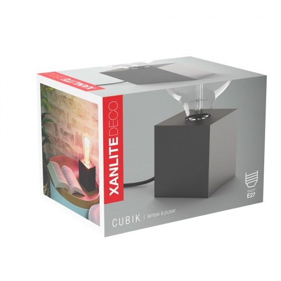 Candeeiro de Mesa Cubo Preto E27 60W ref EG-XDLAPCUBIKB XANLITE