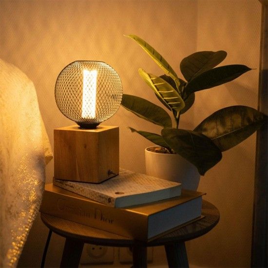 Candeeiro de Mesa Cubo de Madeira E27 60W ref EG-XDLAPCUBIKW XANLITE