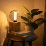 Candeeiro de Mesa Cubo de Madeira E27 60W ref EG-XDLAPCUBIKW XANLITE