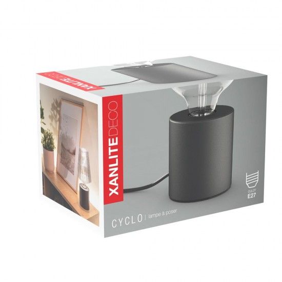 Candeeiro de Mesa Cilindro Preto E27 60W ref EG-XDLAPCYCLOMN XANLITE