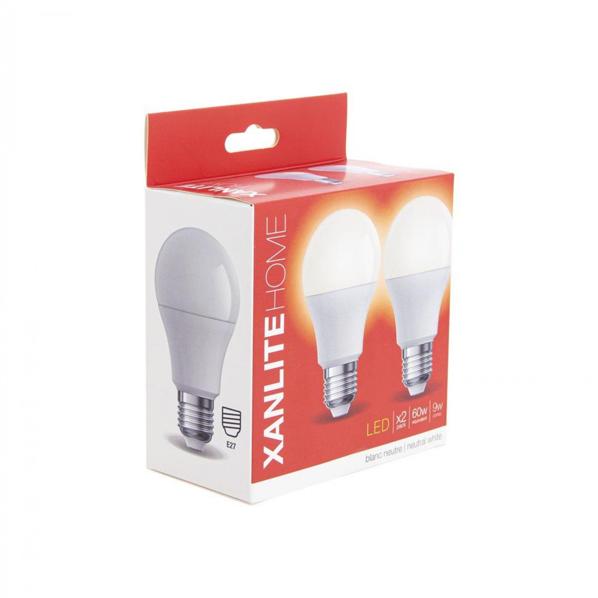 2 Lâmpadas Led Neutro E27 806LM 60W refª PACK2EE806GCW XANLITE