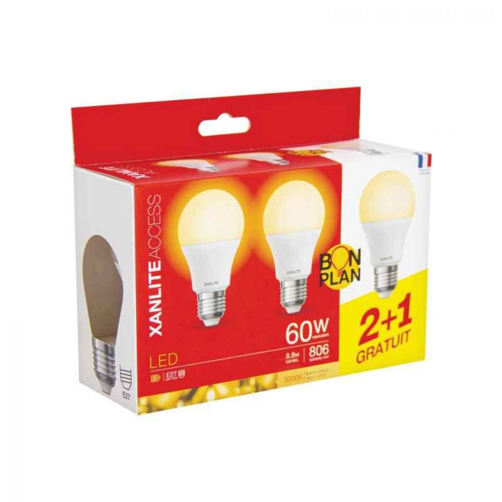 2+1 Lâmpadas Led 806LM 2700K refª PACK21EE806GIW XANLITE