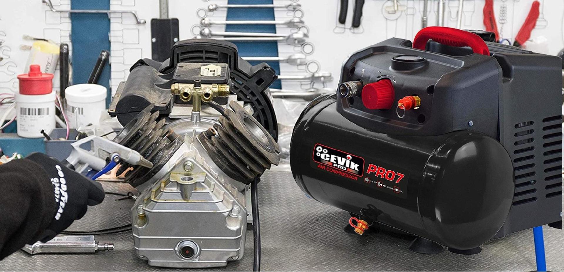 Compressor Monobloco 6 Litros 1.5Hp Sem Óleo refª CA-PRO7N Cevik