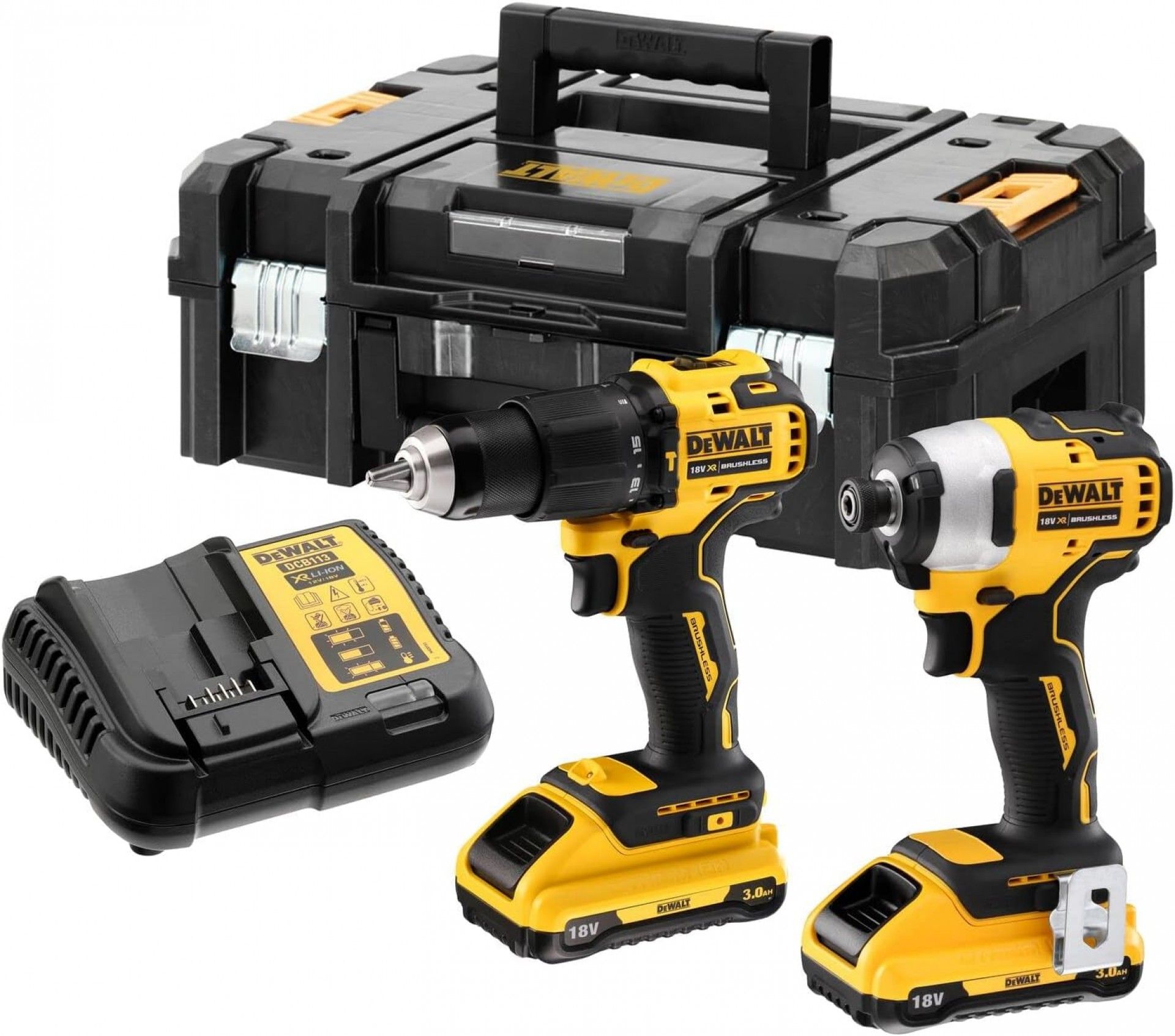 Kit Aparafusadora Percussão DCD709 Aparafusadora de Impacto DCF809 + MALA TSTAK 18V (2)x3.0Ah DCK