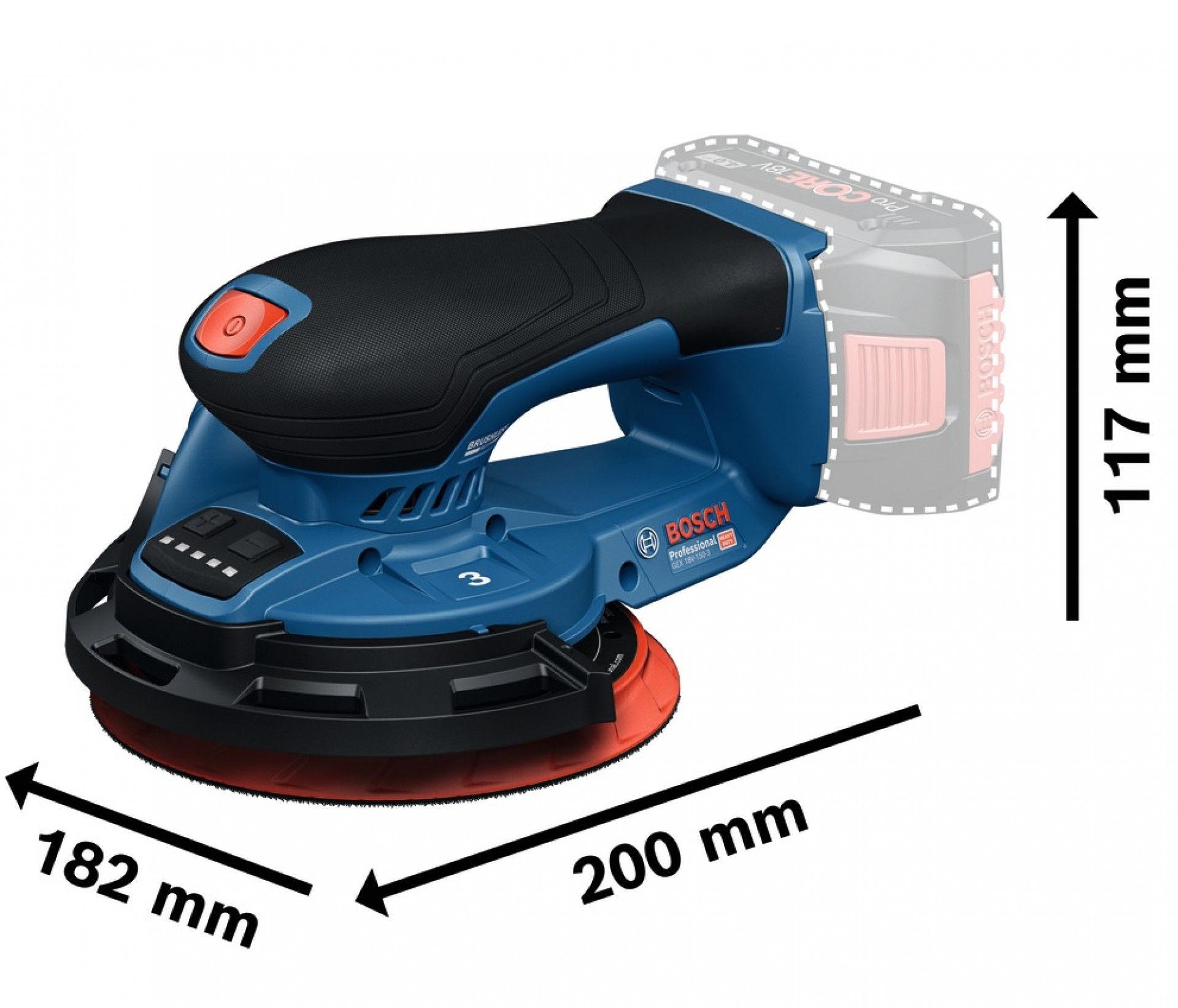 Lixadeira excêntrica GEX 18V-150-3 L-boxx refª 0601372903 BOSCH