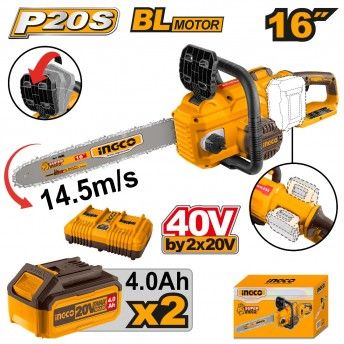 Moto-serra 40v (2)x4.0Ah + carregador ref CGSLI401682 Ingco