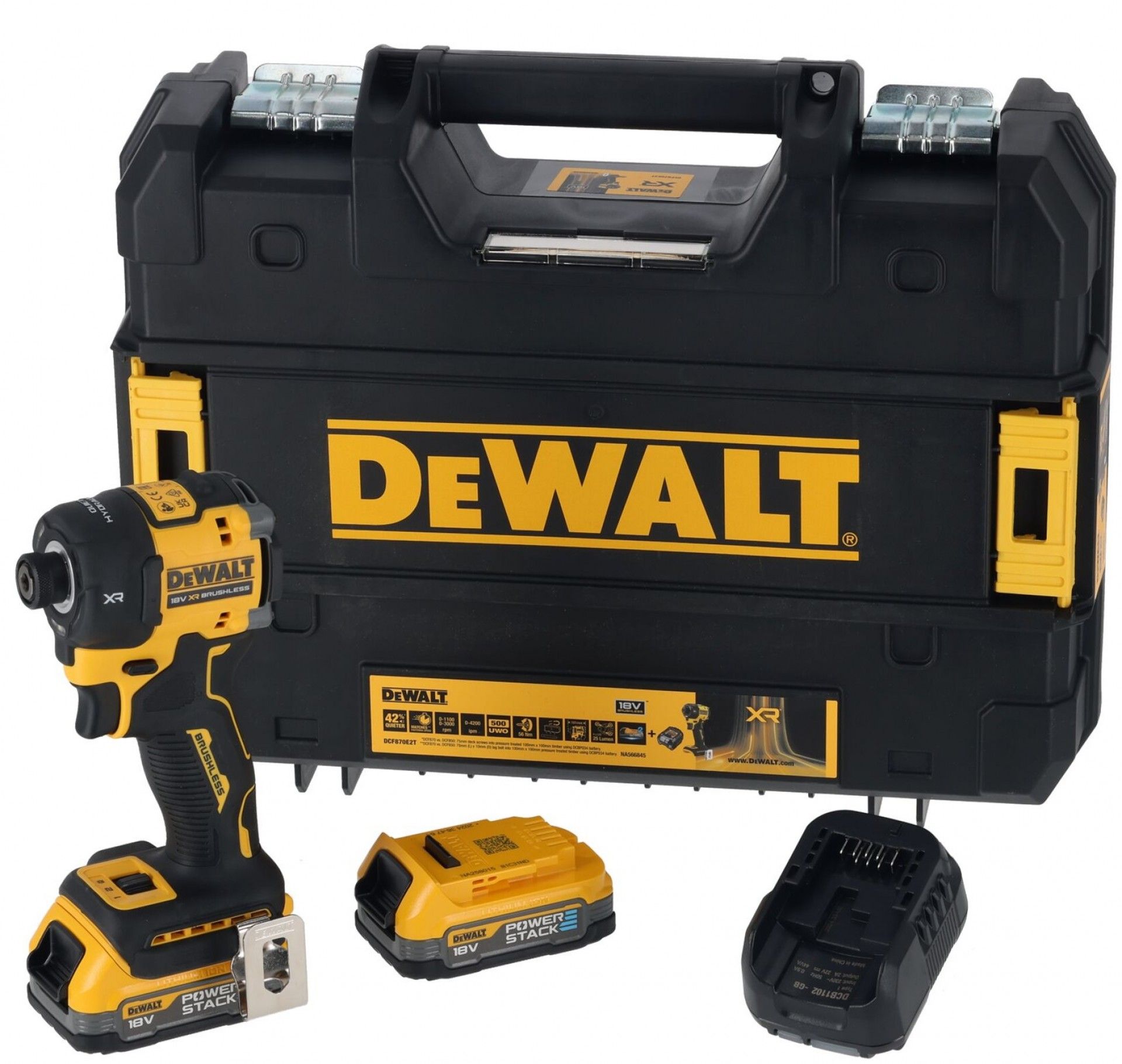 Aparafusadora de Impacto Brushless XR 18V (2)x1.7Ah refª DCF870E2T-QW DEWALT