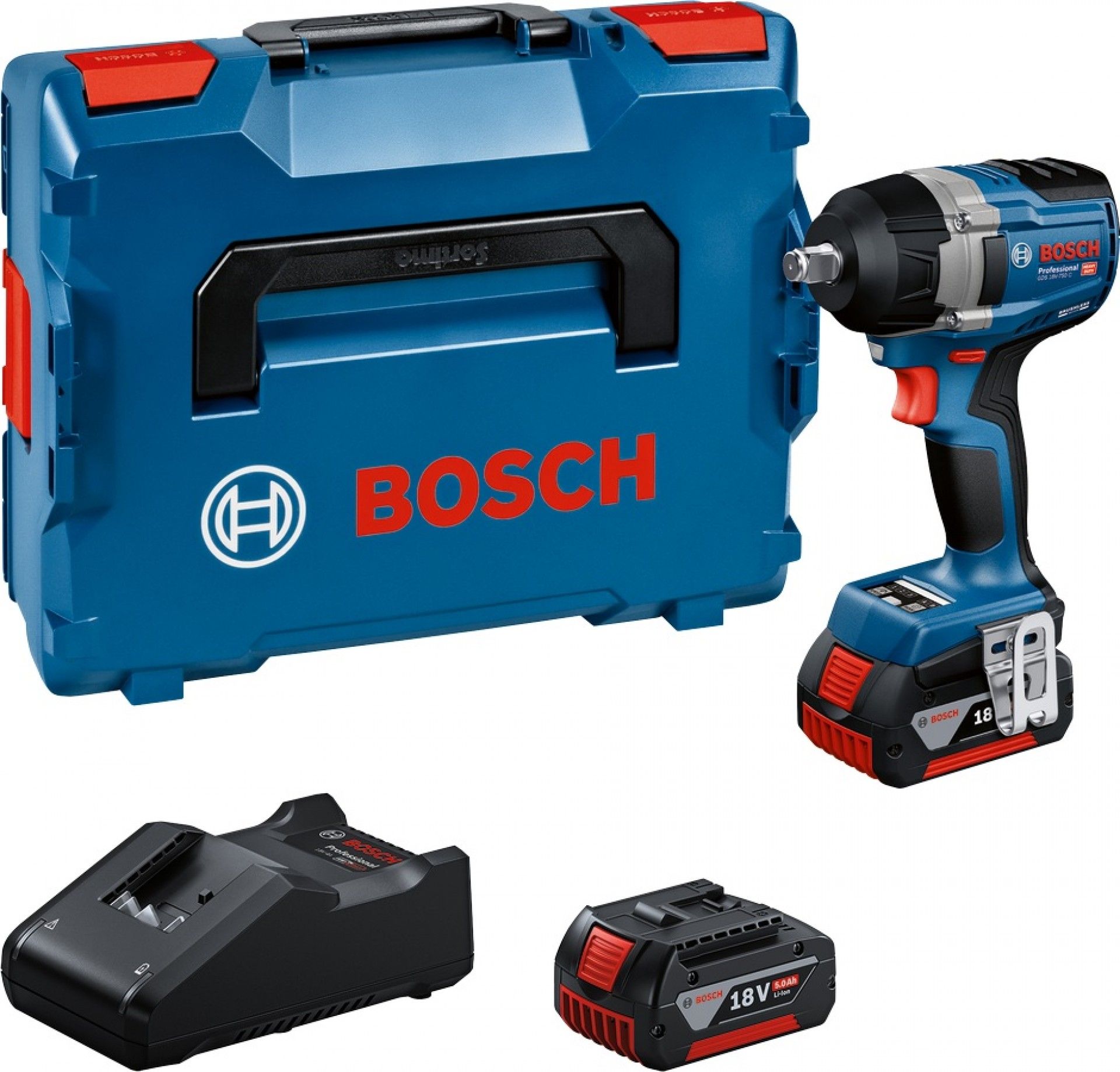 Aparafusadora impacto ½ GDS 18V-750 C + 2 baterias 5.0Ah + carregador L-Boxx refª 06019L9003 Bosch