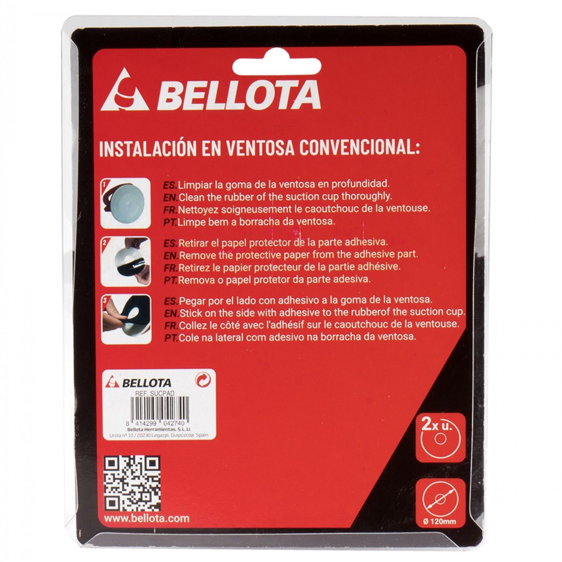 Adesivo de espuma 120mm p/superficies rugosas 2pç refª SUCPAD Bellota