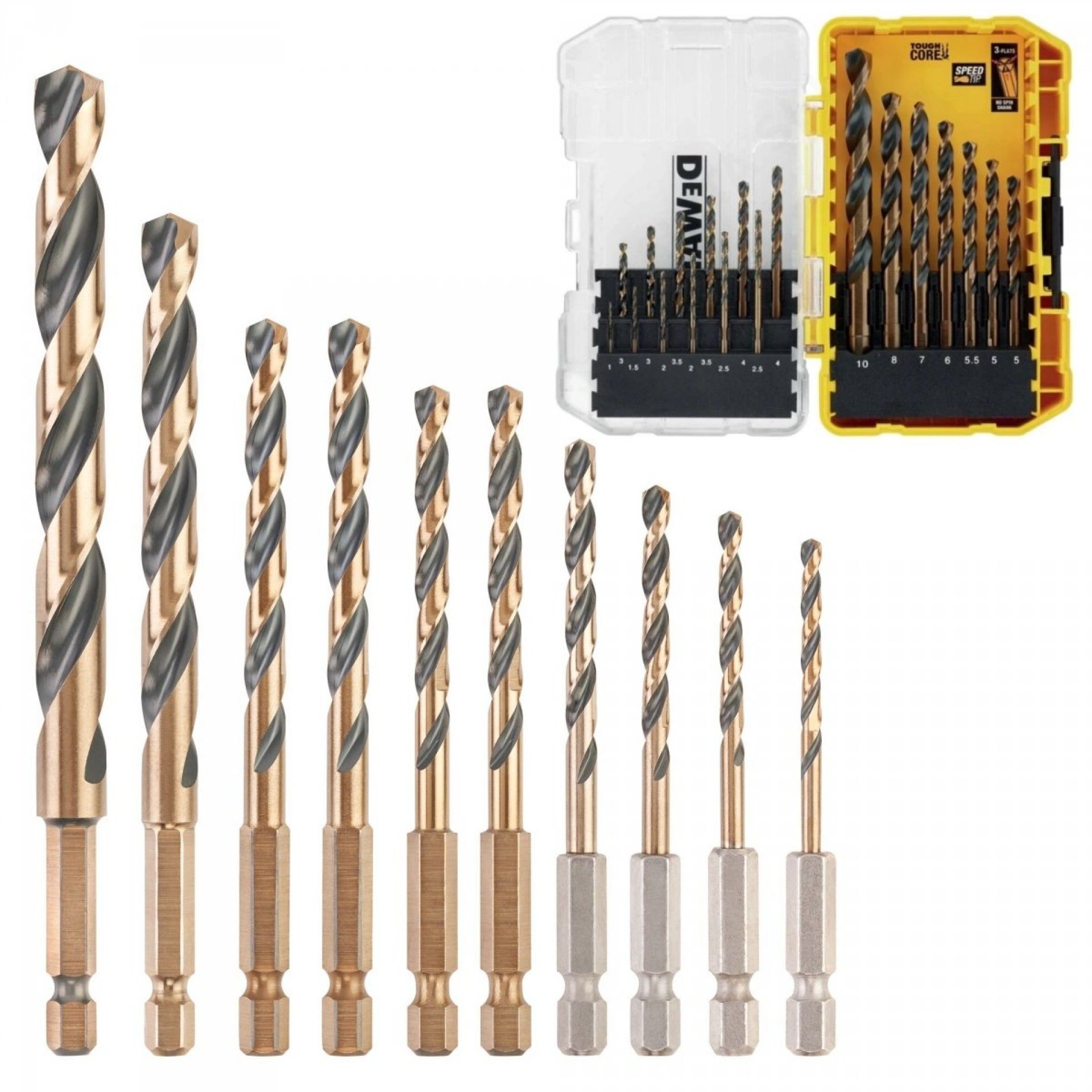 Kit brocas Hss-G 10pç Hex refª DT20620-QZ DEWALT