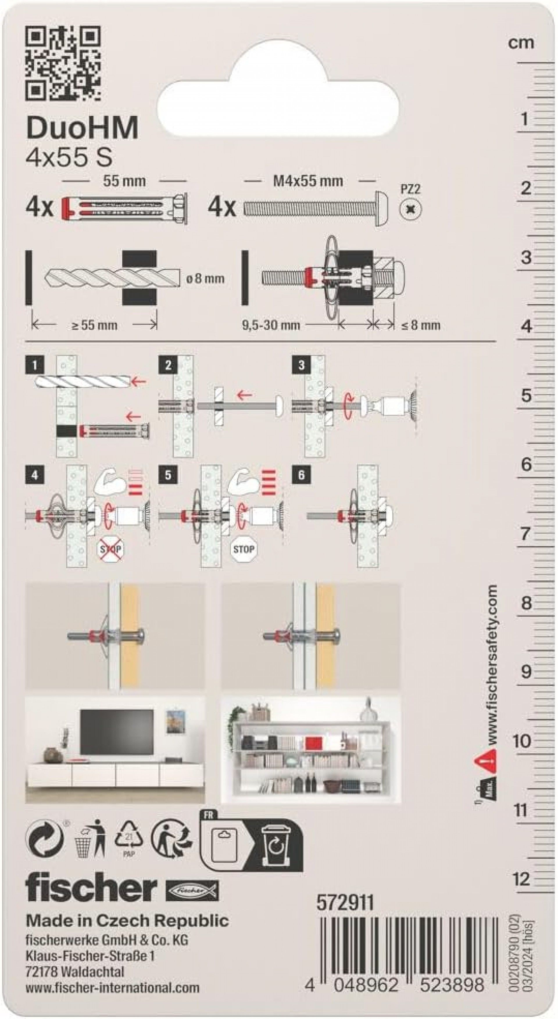 Bucha Fischer DuoHM 4x55mm S PH PZ 4pç 572911