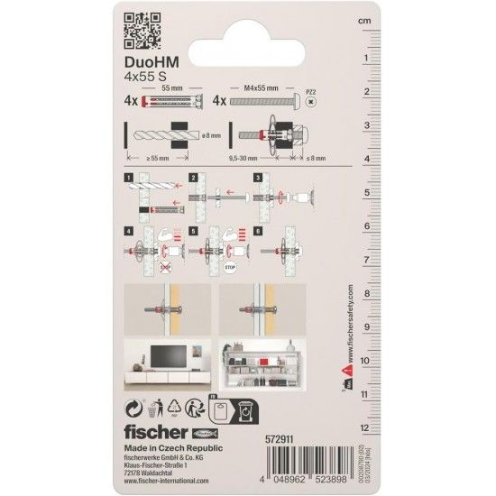 Bucha Fischer DuoHM 4x55mm S PH PZ 4pç 572911 Bucha Fischer DuoHM 4x55mm S PH PZ 4pç 572911