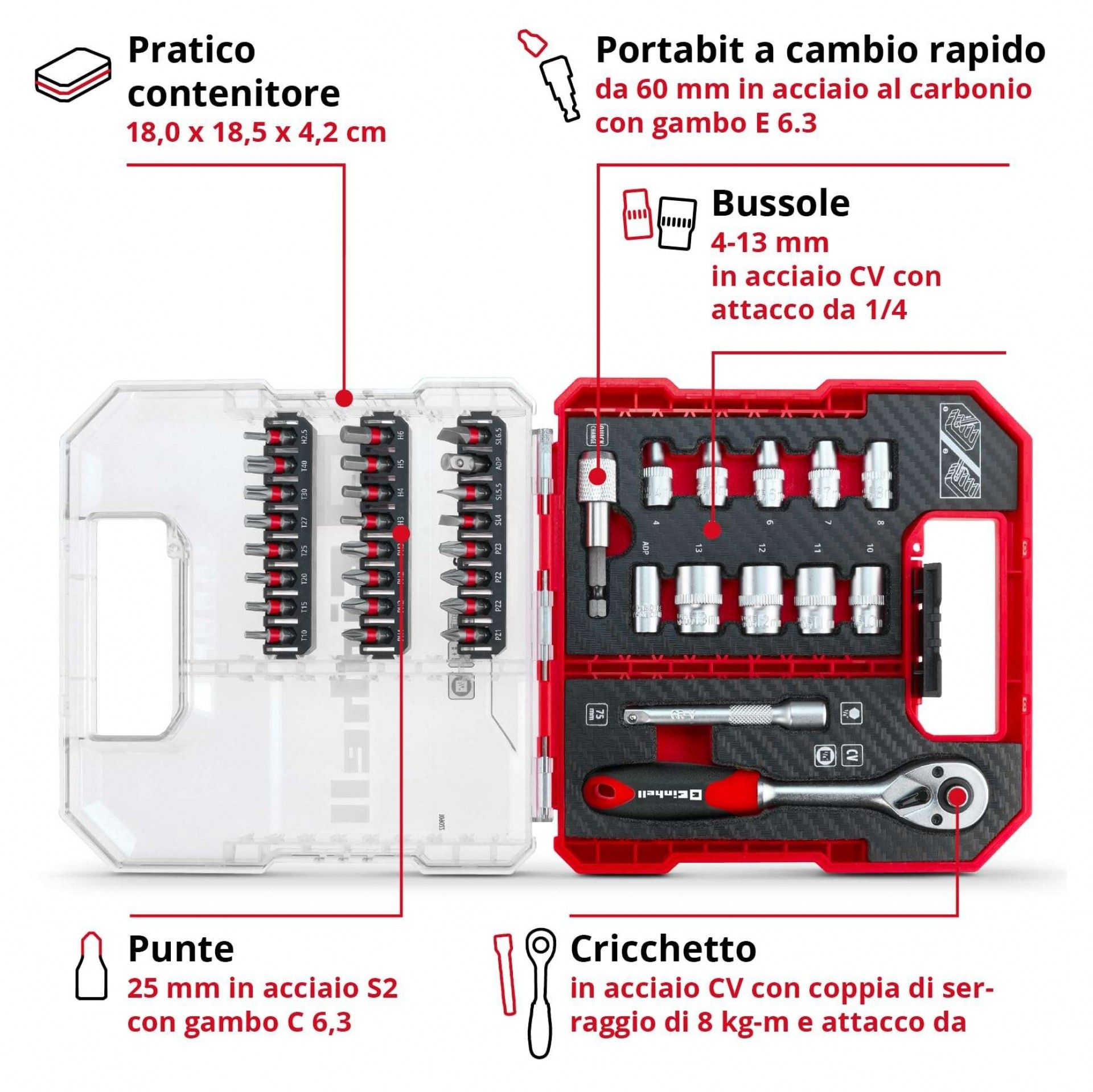 Jogo de 37 BIT´S, chaves de caixa com roquete refª 49109024 KWB