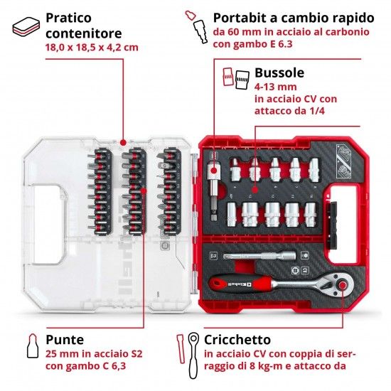 Jogo de 37 BIT´S, chaves de caixa com roquete refª 49109024 KWB Jogo de 37 BIT´S, chaves de caixa com roquete refª 49109024 KWB