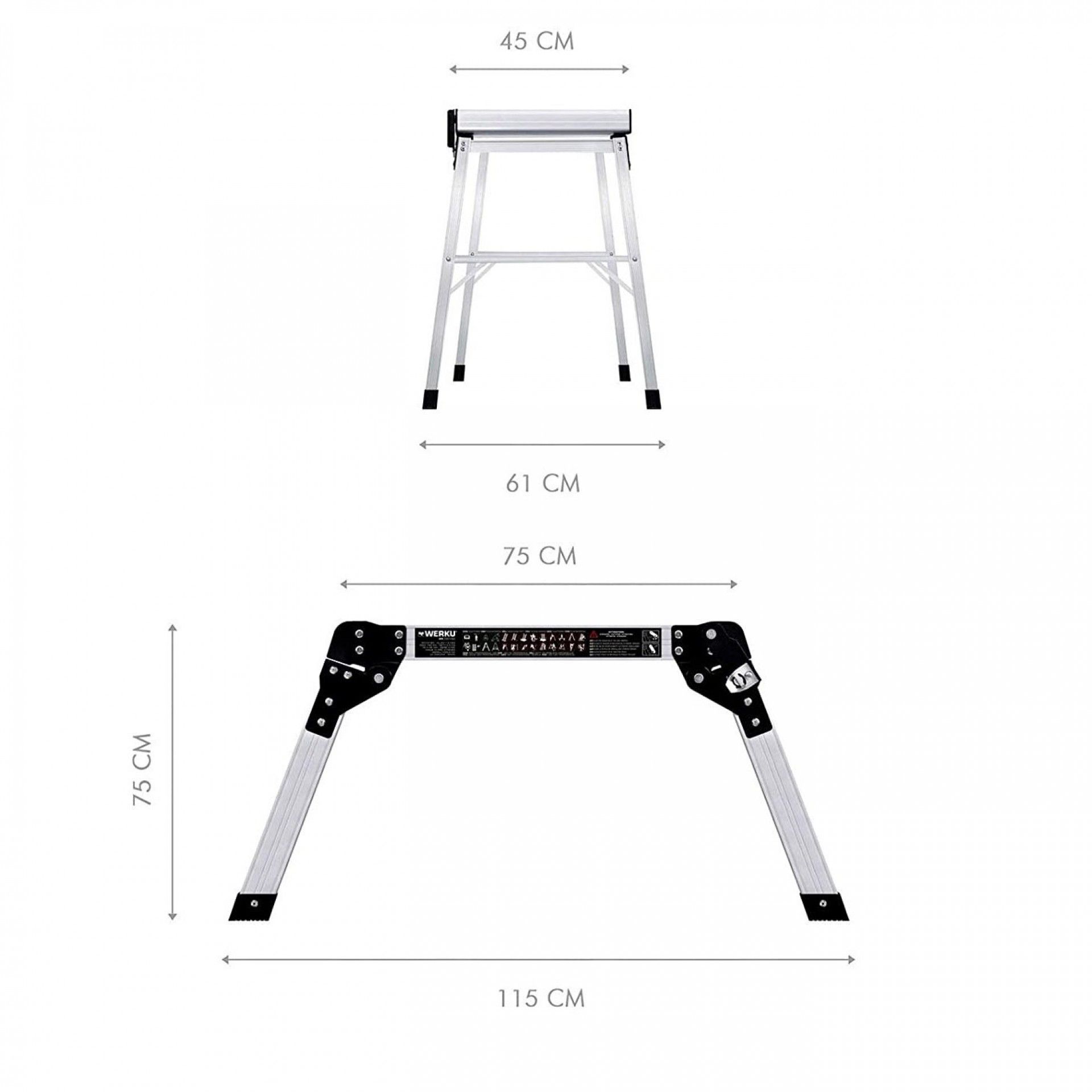 PLATAFORMA ALUMINIO 75x45x75cm WK700160 WERKU